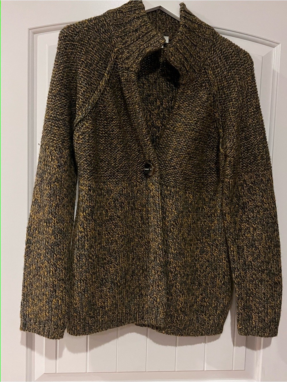 Ladies size large- Ann Taylor LOFT Cardigan Heathered Brown Gold